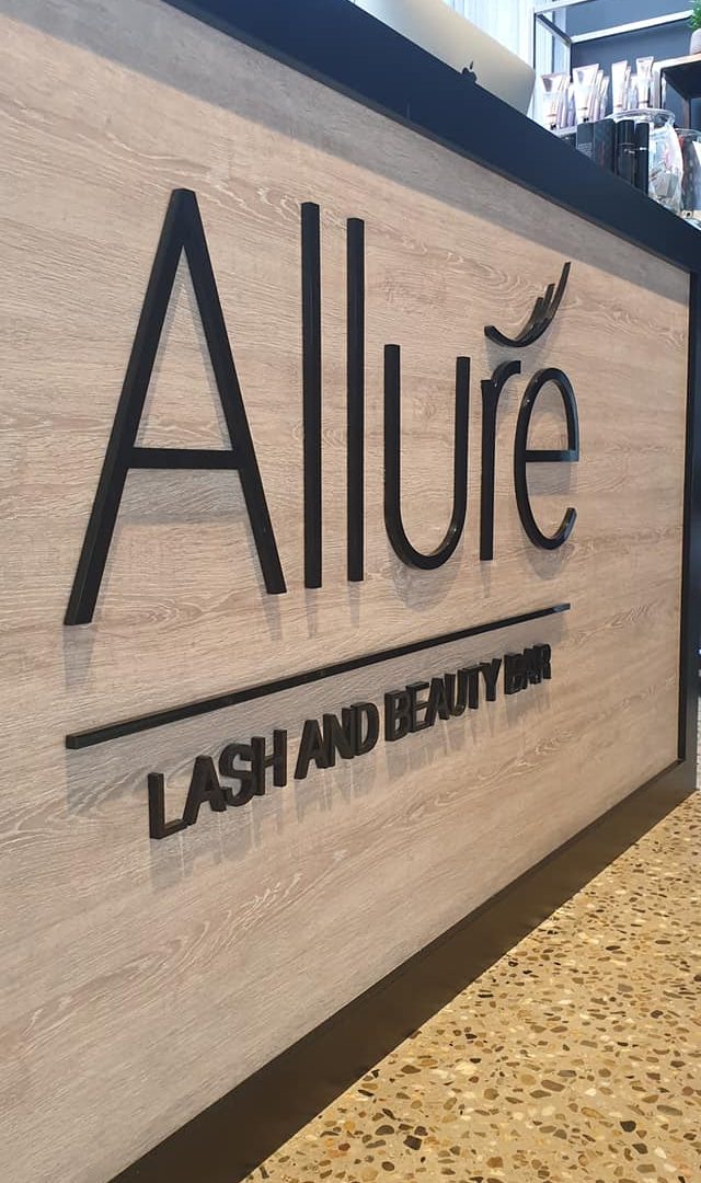 Allure lashes and beauty salon business sign